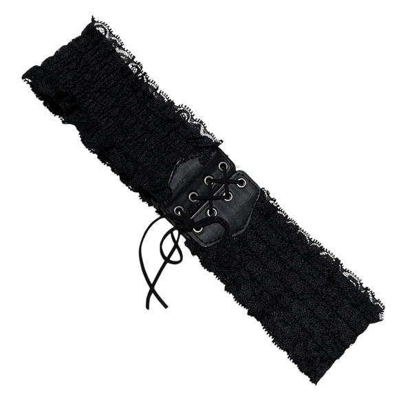 Black Lace Corset Belt elastic waist stretch stretchy scalloped shirred - Picture 1 of 7